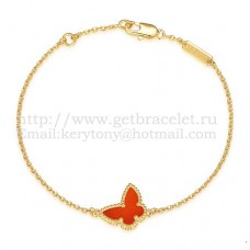 Гривна Van Cleef Arpels Sweet Alhambra Butterfly от жълто злато с карнеолски седеф