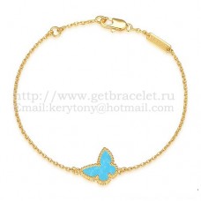 Гривна Van Cleef Arpels Sweet Alhambra Butterfly от жълто злато с тюркоаз и седеф