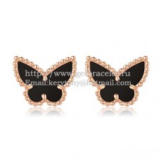 Обеци Van Cleef Arpels Sweet Alhambra Butterfly от розово злато с черен оникс и седеф