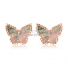 Обеци Van Cleef Arpels Sweet Alhambra Butterfly от розово злато със сив седеф