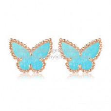 Обеци Van Cleef Arpels Sweet Alhambra Butterfly от розово злато с тюркоазена седефка