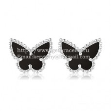 Обеци Van Cleef Arpels Sweet Alhambra Butterfly от бяло злато с черен оникс и седеф