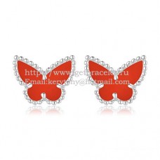 Обеци Van Cleef Arpels Sweet Alhambra Butterfly от бяло злато с карнеолски седеф