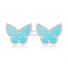 Обеци Van Cleef Arpels Sweet Alhambra Butterfly от бяло злато с тюркоаз и седеф