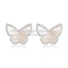 Обеци Van Cleef Arpels Sweet Alhambra Butterfly от бяло злато с бял седеф