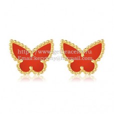Обеци Van Cleef Arpels Sweet Alhambra Butterfly от жълто злато с карнеолски седеф