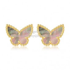 Обеци Van Cleef Arpels Sweet Alhambra Butterfly от жълто злато със сив седеф