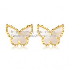 Обеци Van Cleef Arpels Sweet Alhambra Butterfly от жълто злато с бял седеф
