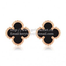 Обеци Van Cleef Arpels Sweet Alhambra от розово злато с черен оникс и седеф