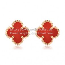 Обеци Van Cleef Arpels Sweet Alhambra от розово злато с карнеолски седеф