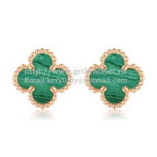 Обеци Van Cleef Arpels Sweet Alhambra от розово злато с малахитов седеф