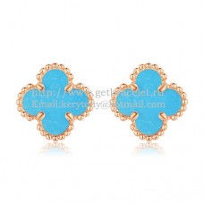 Обеци Van Cleef Arpels Sweet Alhambra от розово злато с тюркоаз и седеф