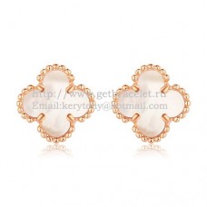 Обеци Van Cleef Arpels Sweet Alhambra от розово злато с бял седеф