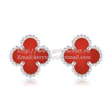 Обеци Van Cleef Arpels Sweet Alhambra от бяло злато с карнеолски седеф