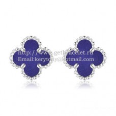 Обеци Van Cleef Arpels Sweet Alhambra от бяло злато с лапис и седеф