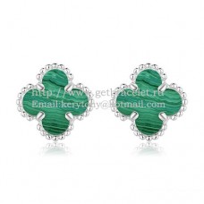Обеци Van Cleef Arpels Sweet Alhambra от бяло злато с малахитов седеф