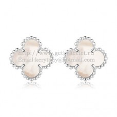 Обеци Van Cleef Arpels Sweet Alhambra от бяло злато с бял седеф
