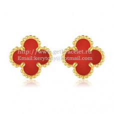 Обеци Van Cleef Arpels Sweet Alhambra от жълто злато с карнеолски седеф