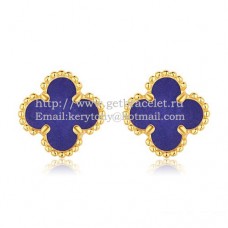 Обеци Van Cleef Arpels Sweet Alhambra от жълто злато с лапис и седеф