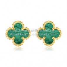 Обеци Van Cleef Arpels Sweet Alhambra от жълто злато с малахитов седеф