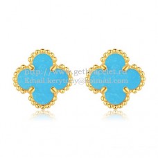 Обеци Van Cleef Arpels Sweet Alhambra от жълто злато с тюркоаз и седеф