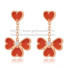 Обеци Van Cleef Arpels Sweet Alhambra Effeuillage от розово злато с карнеолски седеф