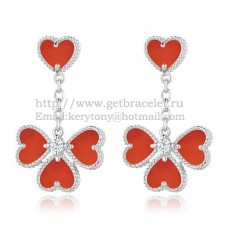 Обеци Van Cleef Arpels Sweet Alhambra Effeuillage от бяло злато с карнеолски седеф