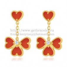 Обеци Van Cleef Arpels Sweet Alhambra Effeuillage от жълто злато с карнеолски седеф