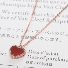 Van Cleef Arpels Sweet Alhambra Heart Pendant Pink Gold Carneol
