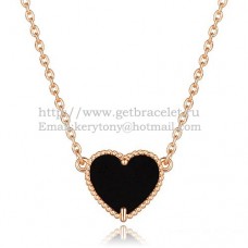 Висулка Van Cleef Arpels Sweet Alhambra Heart от розово злато с черен оникс и седеф