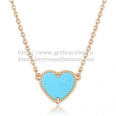 Висулка Van Cleef Arpels Sweet Alhambra Heart от розово злато с тюркоазена седефка