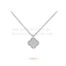 Висулка Van Cleef Arpels Sweet Alhambra от бяло злато с диаманти Pave