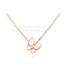 Висулка Van Cleef Arpels "Две пеперуди" от седеф с диамант, жълто злато/бяло злато/розово злато