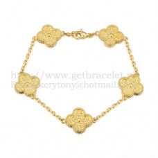 Гривна Van Cleef Arpels Alhambra с 5 мотива, жълто злато