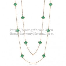 Колие Van Cleef Arpels Alhambra от розово злато, 10 мотива с малахитов седеф