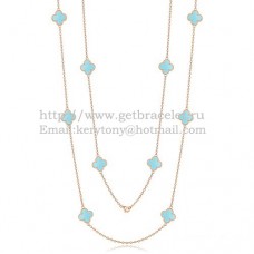 Колие Van Cleef Arpels Alhambra от розово злато, 10 мотива с тюркоазена седефка