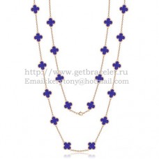 Колие Van Cleef Arpels Alhambra от розово злато, 20 мотива с лапис и седеф