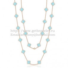 Колие Van Cleef Arpels Alhambra от розово злато, 20 мотива с тюркоазена седефка