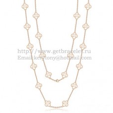 Колие Van Cleef Arpels Alhambra от розово злато, 20 мотива с бял седеф