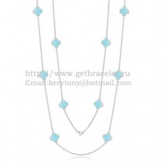 Колие Van Cleef Arpels Alhambra от бяло злато, 10 мотива с тюркоазена седефка