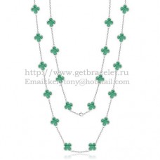 Колие Van Cleef Arpels Alhambra от бяло злато, 20 мотива с малахитов седеф