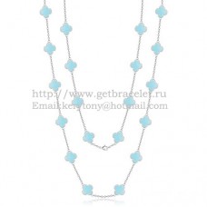 Колие Van Cleef Arpels Alhambra от бяло злато, 20 мотива с тюркоазена седефка