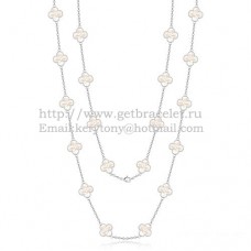 Колие Van Cleef Arpels Alhambra от бяло злато, 20 мотива с бял седеф