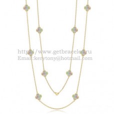Колие Van Cleef Arpels Alhambra от жълто злато, 10 мотива със сив седеф