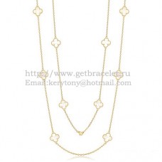 Колие Van Cleef Arpels Alhambra от жълто злато, 10 мотива с бял седеф
