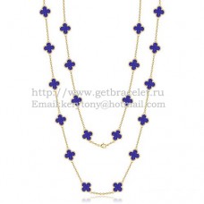 Колие Van Cleef Arpels Alhambra от жълто злато, 20 мотива с лапис и седеф