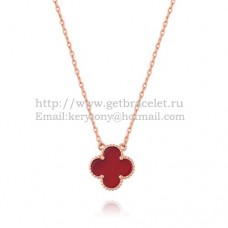 Висулка Van Cleef Arpels Alhambra от розово злато с карнеолски седеф 15 мм