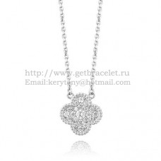 Висулка Van Cleef Arpels Alhambra от бяло злато с диаманти