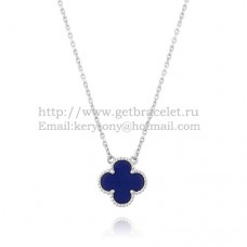 Висулка Van Cleef Arpels Alhambra от бяло злато с лапис седеф 15 мм