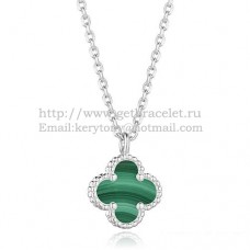 Висулка Van Cleef Arpels Sweet Alhambra от бяло злато с малахитов седеф 9 мм